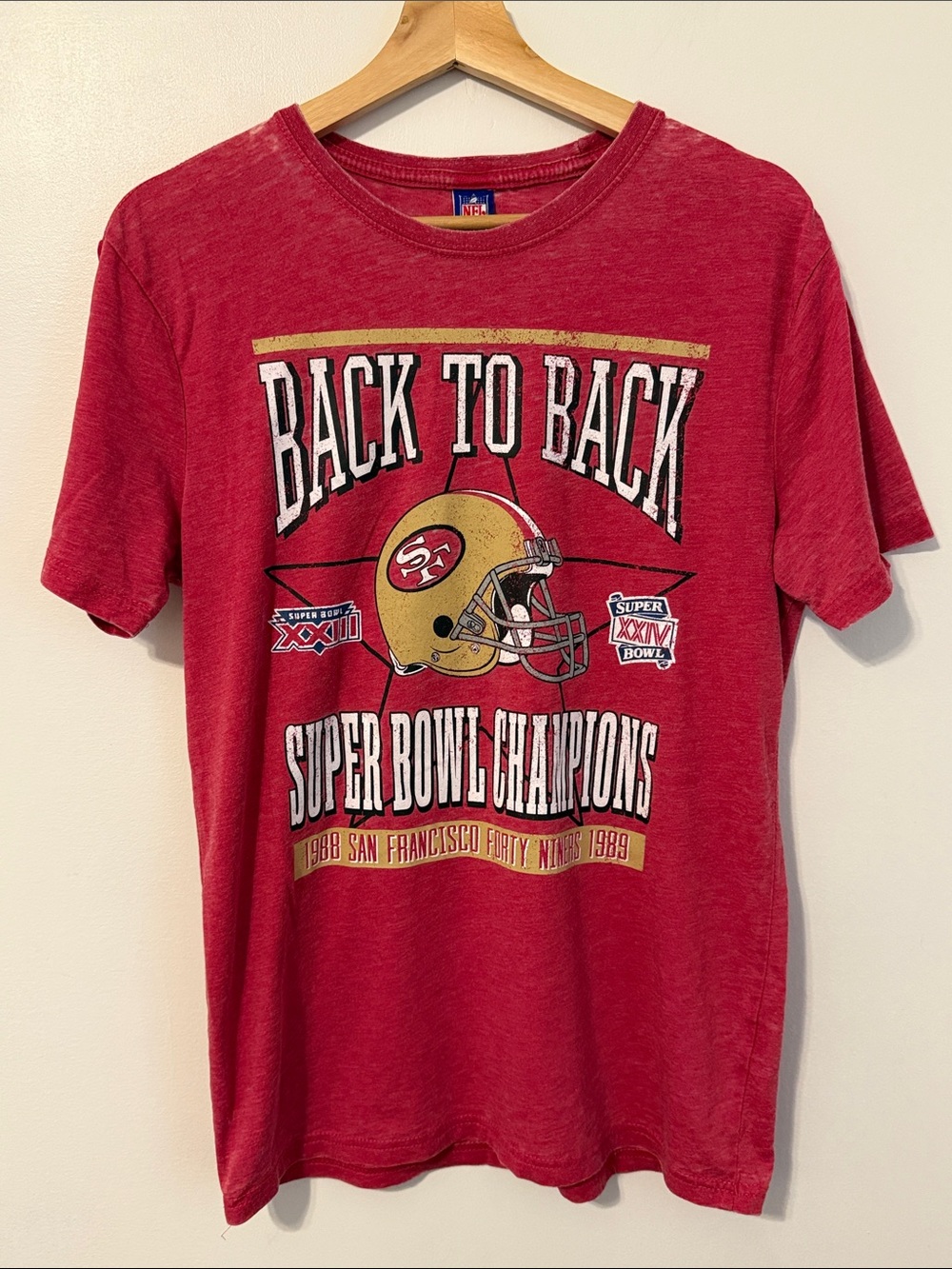 NFL San Francisco 49ers 1988 1989 Back to Back Super Bowl Tshirt